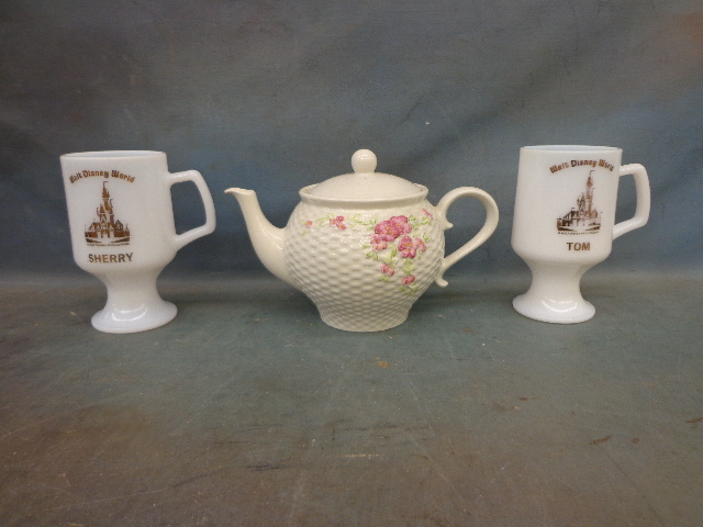lot 65 image: 2 Walt Disney World cups & Tea Pot
