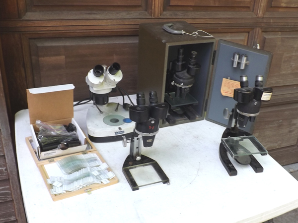 lot 1 image: Large Lot of Antique and Vintage Mircoscopes, Accessories, etc.