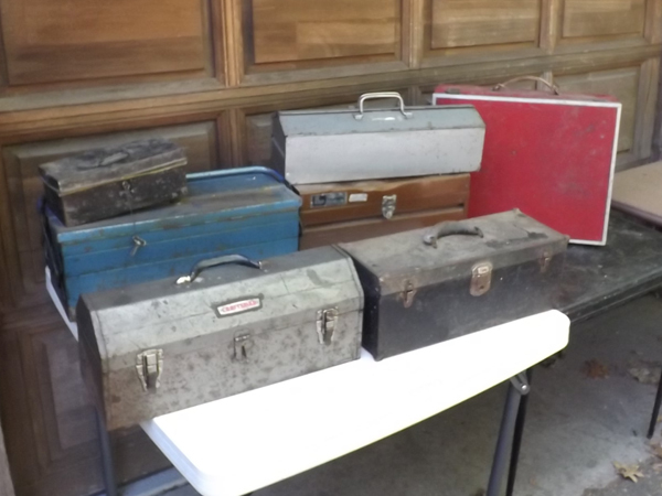 lot 42 image: Lot of 7 Metal Tool Boxes