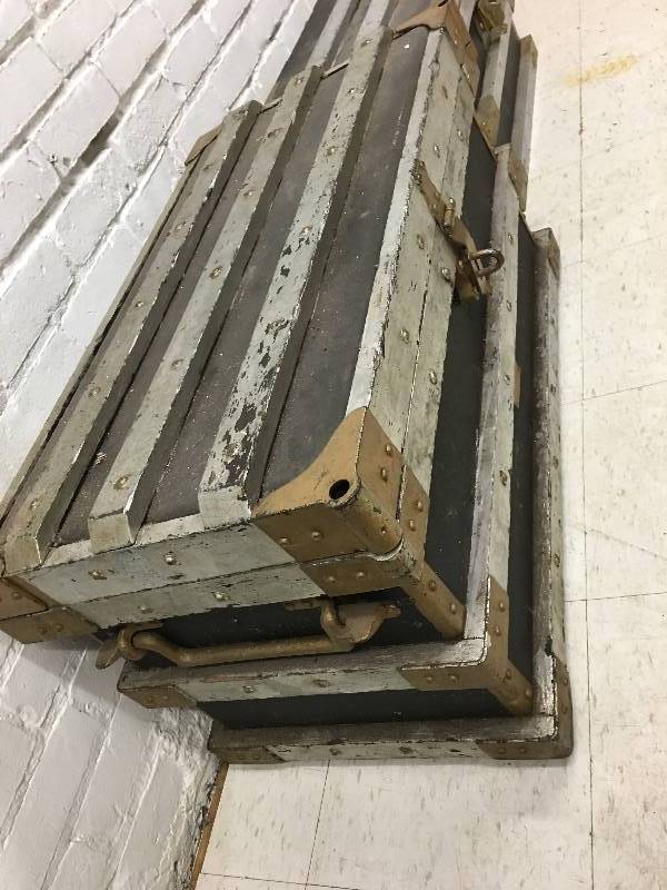 lot 133 image: two antique railroad trunks