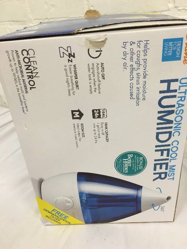 lot 208 image: Crane Drop Shape Ultrasonic Cool Mist Humidifier with 2.3 Gallon output per day