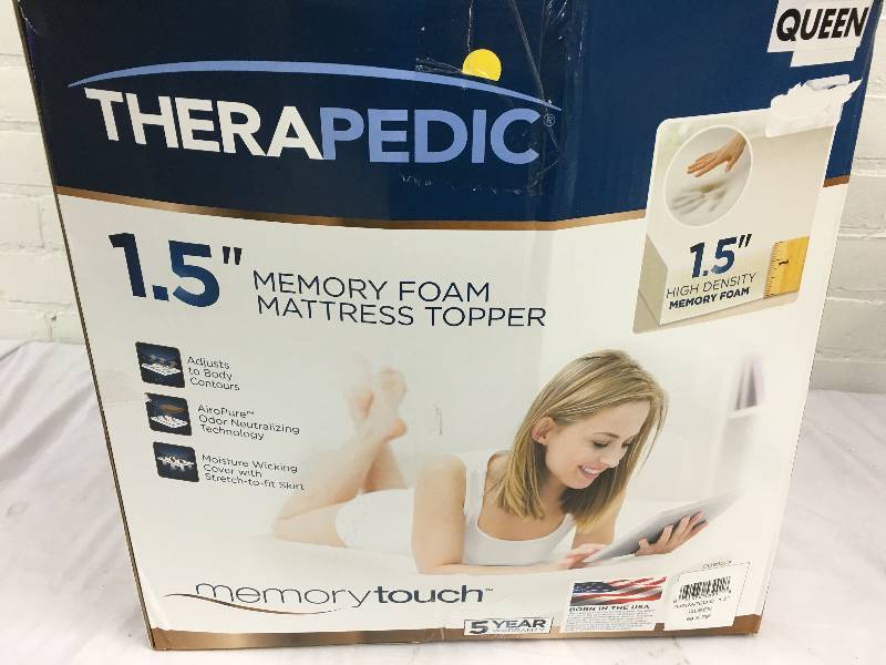 lot 289 image: therapedic 1.5 memory foam mattress topper queen