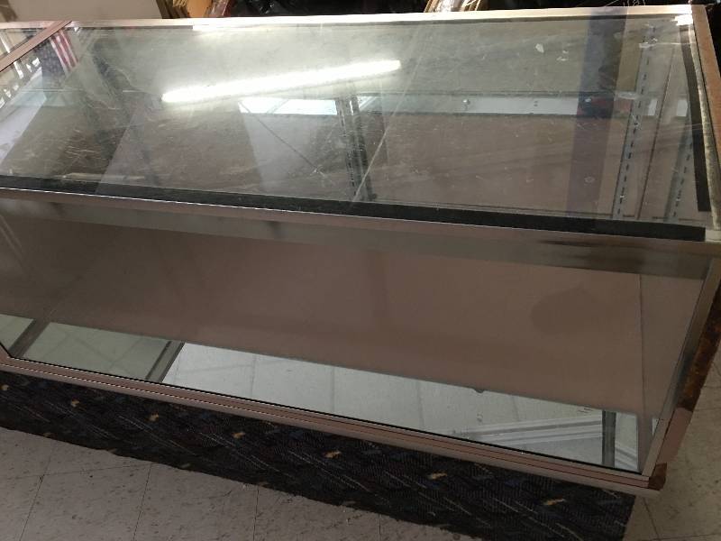 lot 364 image: display cabinet with sliding doors and multiple drawers