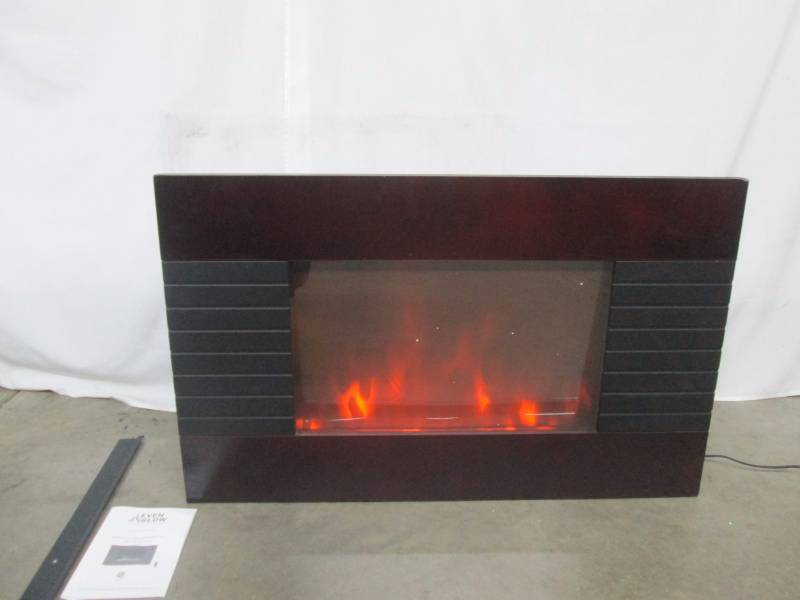 lot 4 image: Mahogany Wood Wall-Mount Electric Fireplace