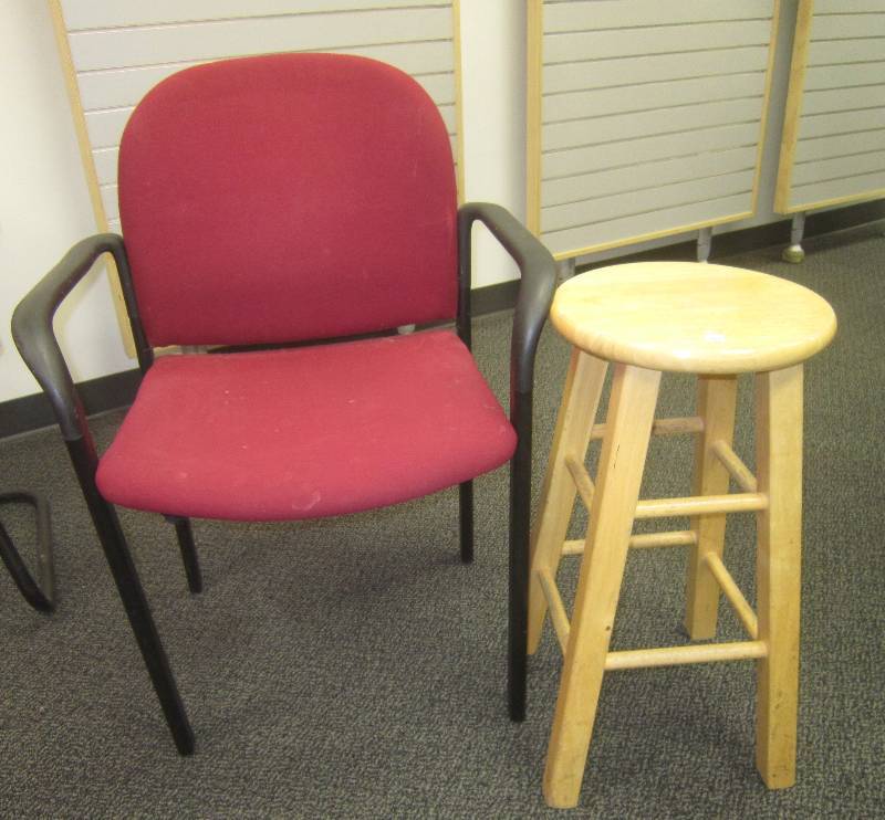 24 STOOL AND RED CHAIR