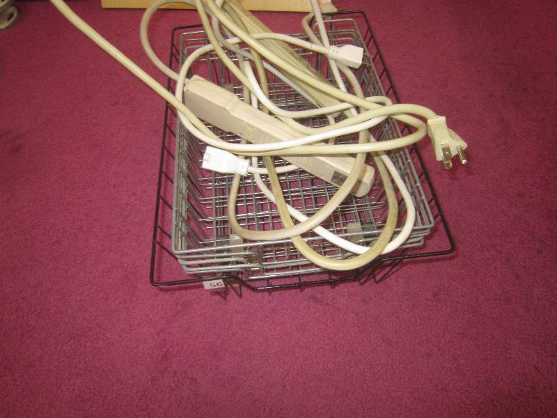 OFFICE SUPPLIES- 6 WIRE BASKETS AND 2 CORDS