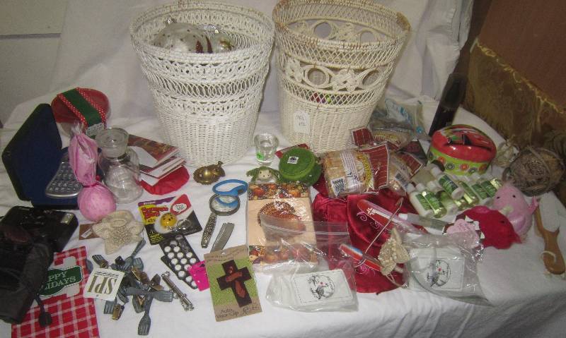 HUGE LOT OF MISC, DISNEY CARS, POCKET KNIFE, CAMERA, CALCULATOR, FROG, CARDS,