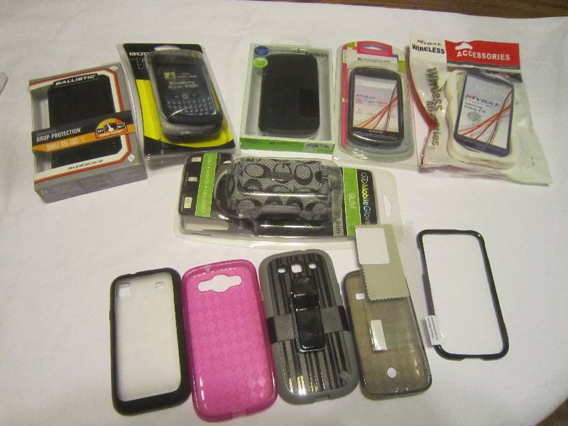 NEW From a T-MOBILE Store- 6 PHONE CASES-INCLUDES SOME CLIP AND MISC PARTS