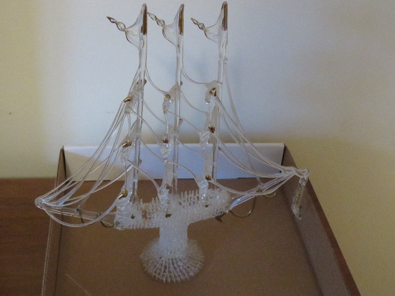 Hand Made Glass Ship
