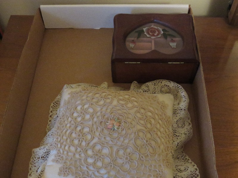 Small Jewelry Box & Small Handmade Pillow