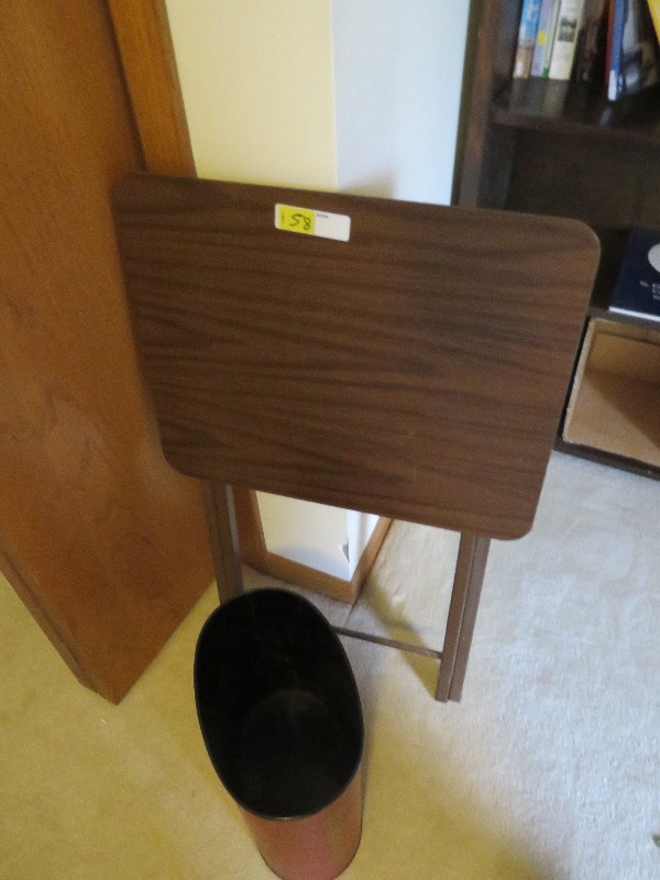Vintage TV Tray & Metal Trash Can