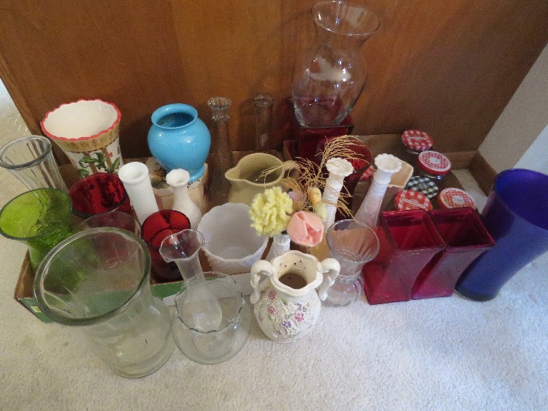 Large Vase and Glass Lot