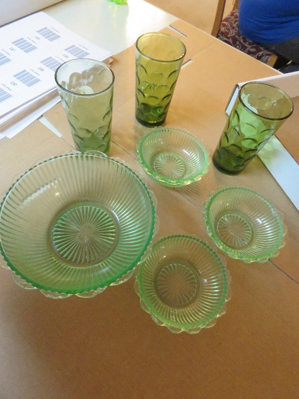 Green Glassware Lot