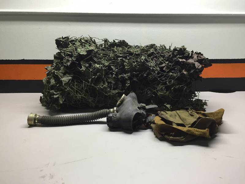 CAMO NETTING 10 X 8, GAS MASK, NAP SACK