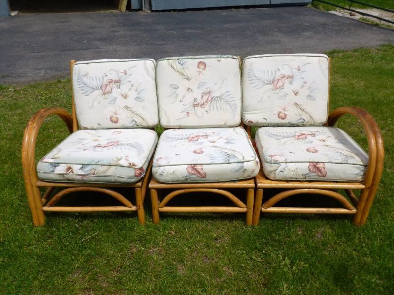 Vintage Rattan Couch  Loveseat