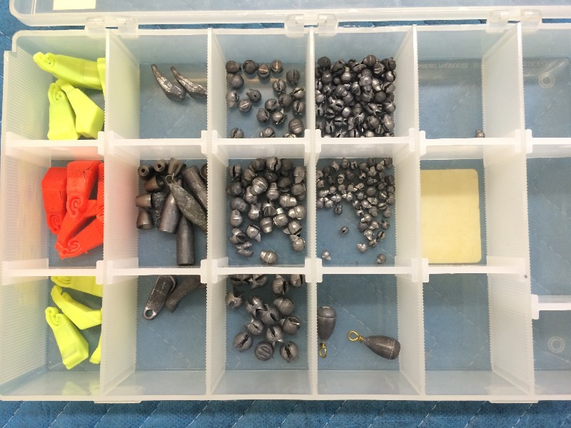 Assorted Sinkers and Weights  organizer