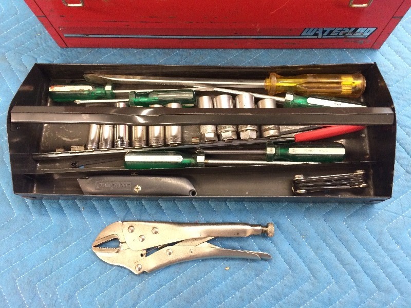 Metal Tool Box and assorted tools