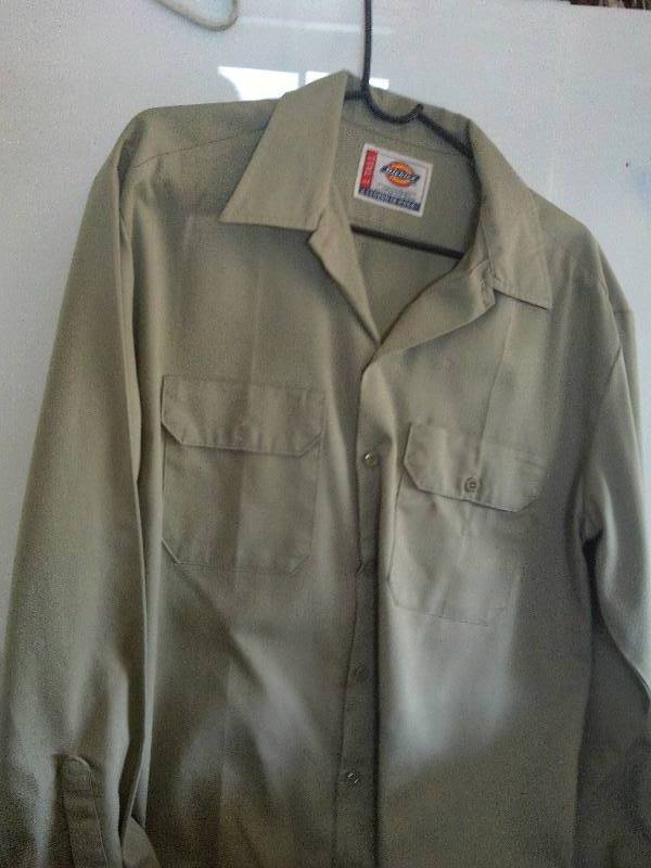 lot 163 image: 2 dickies long sleeved tall work shirts