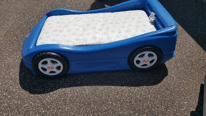Blue sports car toddler bed