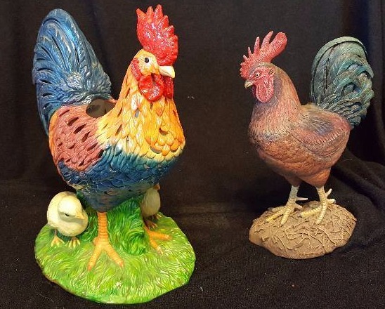 Lot of two larger ceramic Roosters