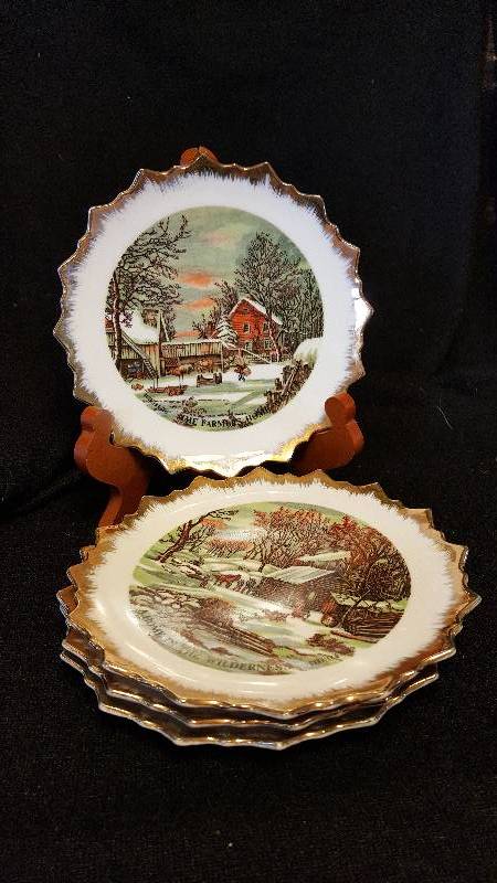 Four Currier and Ives Decorative plates