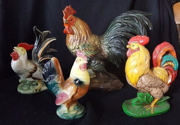 Lot of four Rooster figurines