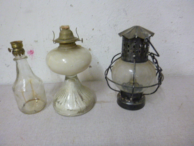 lot 27 image: 3 Old Oil Lamps