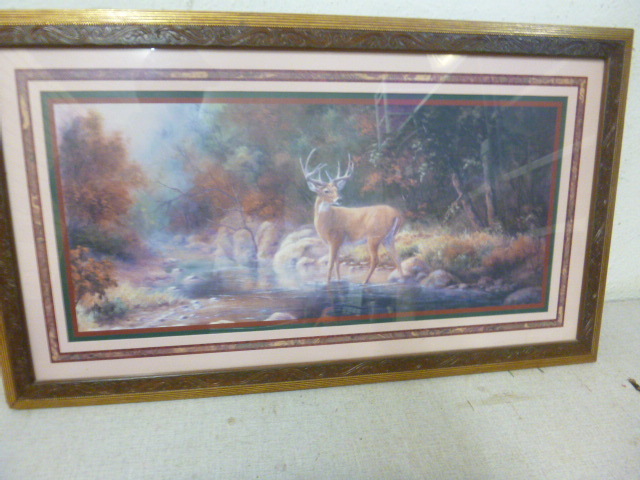 lot 248 image: Buck in Stream Framed Print