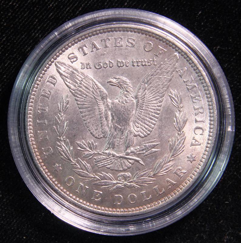 1887 MORGAN SILVER DOLLAR UNC WITH LIGHT TONING IN AIRTITE HOLDER