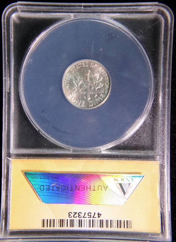 1949 DD (D over D) RPM-2 ROOSEVELT SILVER DIME MS64FSB ANACS RARE