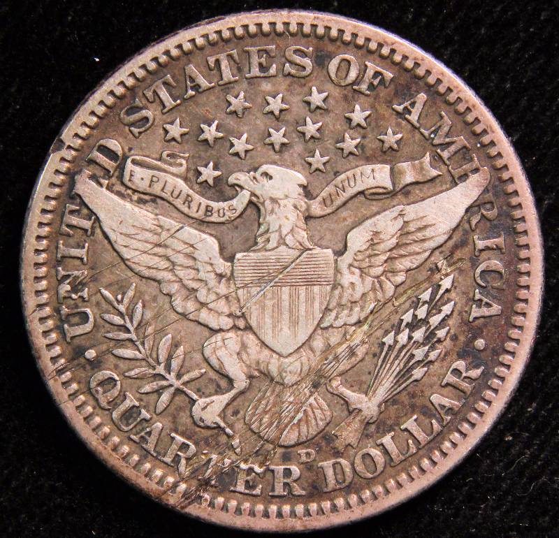 1913-D BARBER SILVER QUARTER VF DETAILS