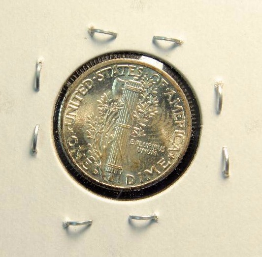 1943-D MERCURY SILVER DIME BU UNC FSB FULL SPLIT BANDS