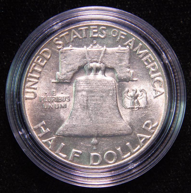 1962-D FRANKLIN SILVER HALF DOLLAR UNC IN AIRTITE  HOLDER