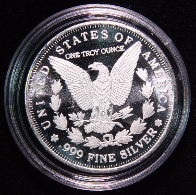 1 TROY Oz. .999 FINE SILVER ROUND MORGAN DOLLAR DESIGN IN AIRTITE HOLDER