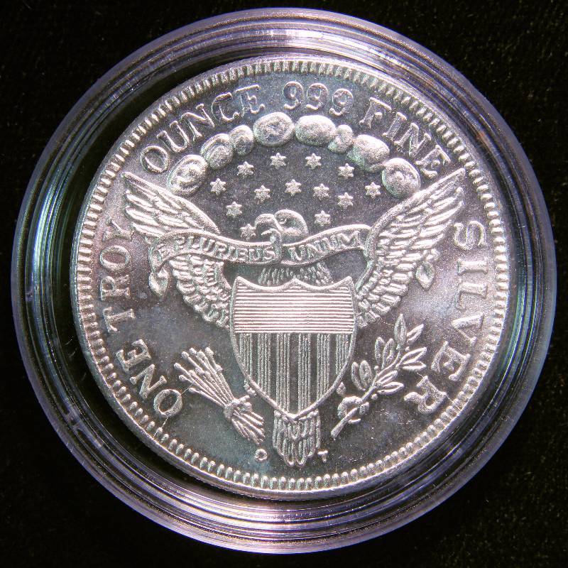 1 TROY Oz. .999 FINE SILVER ROUND DRAPED BUST DESIGN IN AIRTITE HOLDER