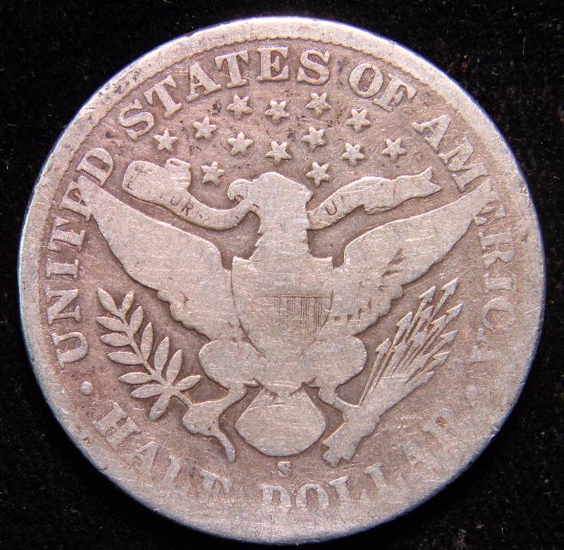 1908-S BARBER SILVER HALF DOLLAR GOOD