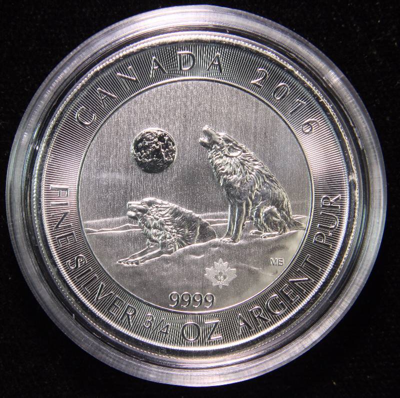 2016 CANADA HOWLING WOLVES 34 Oz. .9999 FINE SILVER IN AIRTITE HOLDER