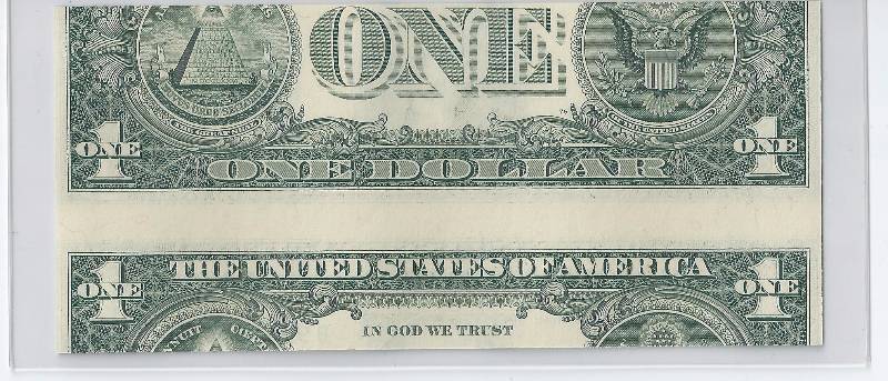 SERIES 2009 ONE DOLLAR BILL RARE MIS-ALIGNMENT ERROR MIS-CUT