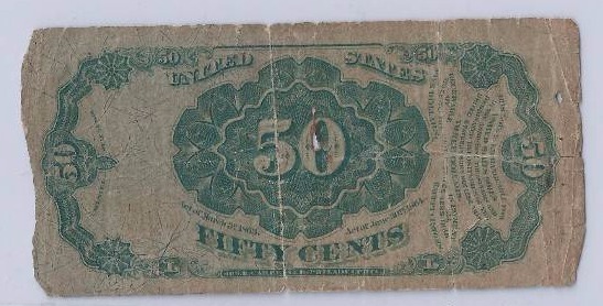 SERIES 1875 FRACTIONAL CURRENCY 50 CENTS FIFTH ISSUE