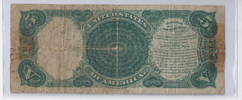 SERIES 1907 FIVE DOLLAR BILL WOODCHOPPER NOTE