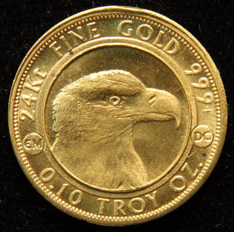110th OZ. .999 FINE GOLD PROSPECTOR-EAGLE REVERSE