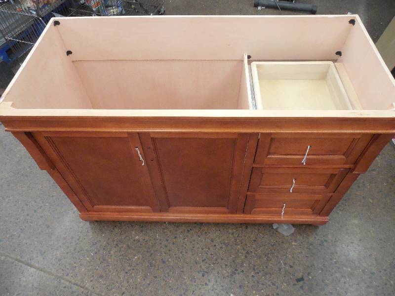 lot 128 image: Naples 48 in. W x 21-58 in. D x 34 in. H Vanity Cabinet Only in Warm Cinnamon