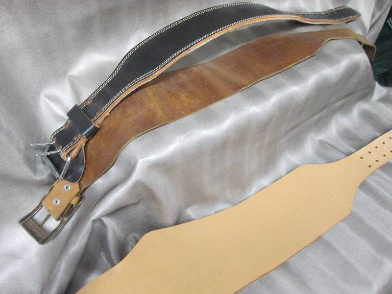 lot 57 image: Lot of 3 weight lifting belts, tan,...