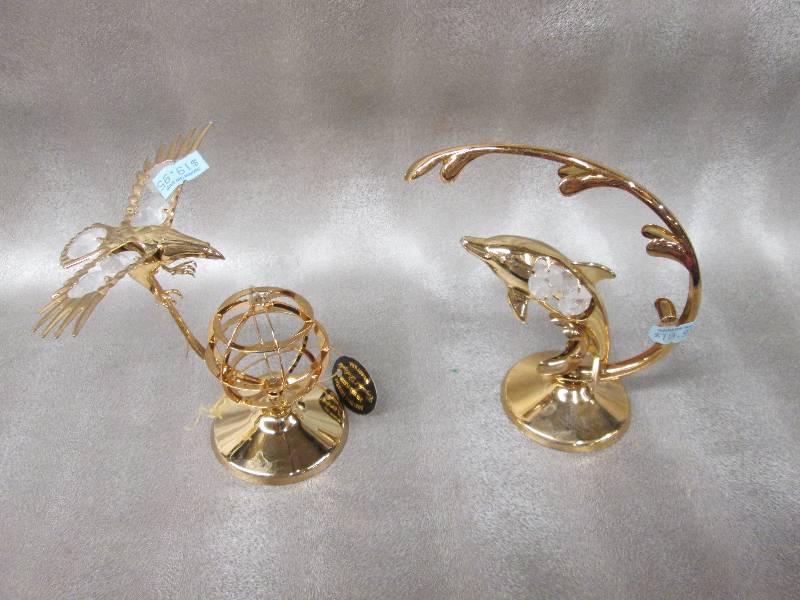 lot 63 image: 2- 24 K gold plated Austrian Crysta...