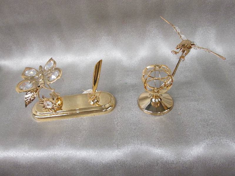 lot 64 image: 2- 24 K gold plated Austrian Crysta...