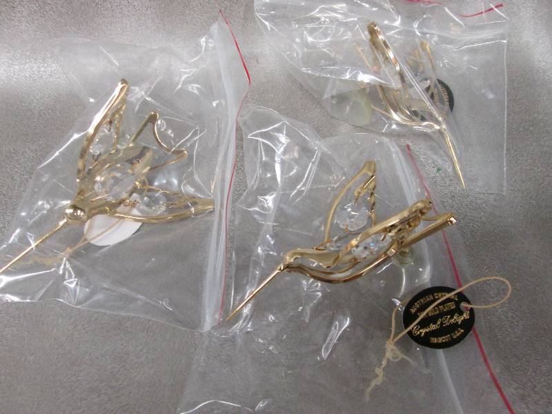 lot 65 image: 3- 24 K gold plated Austrian Crysta...
