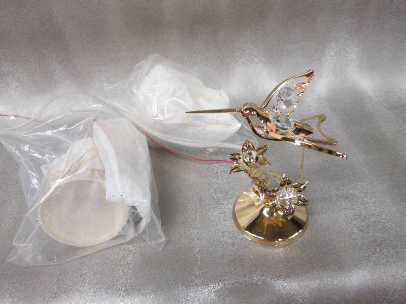 lot 66 image: 3- 24 K gold plated Austrian Crysta...