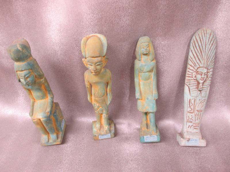 lot 74 image: Lot of 4 Egyptian 7 12 inch figuri...