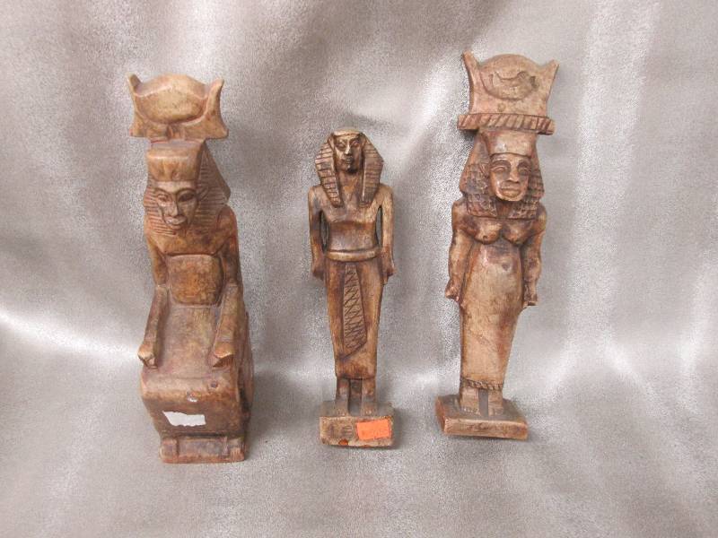 lot 76 image: Lot of 3 Egyptian 10 inch figurines...