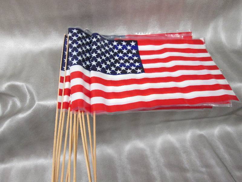 lot 158 image: Lot of 12 plastic American Flags wi...